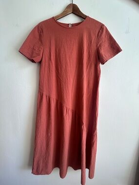 Terracotta Cotton/Linen Blend Shift Dress – Minimal Summer Easy